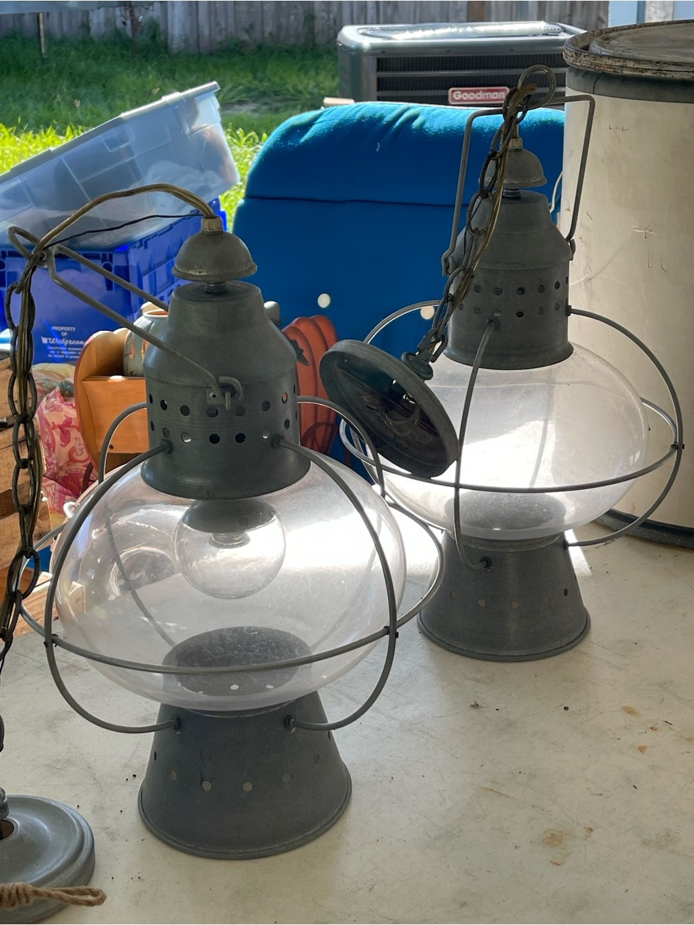 Rustic Metal Hanging Lantern Pendant Light - Gray